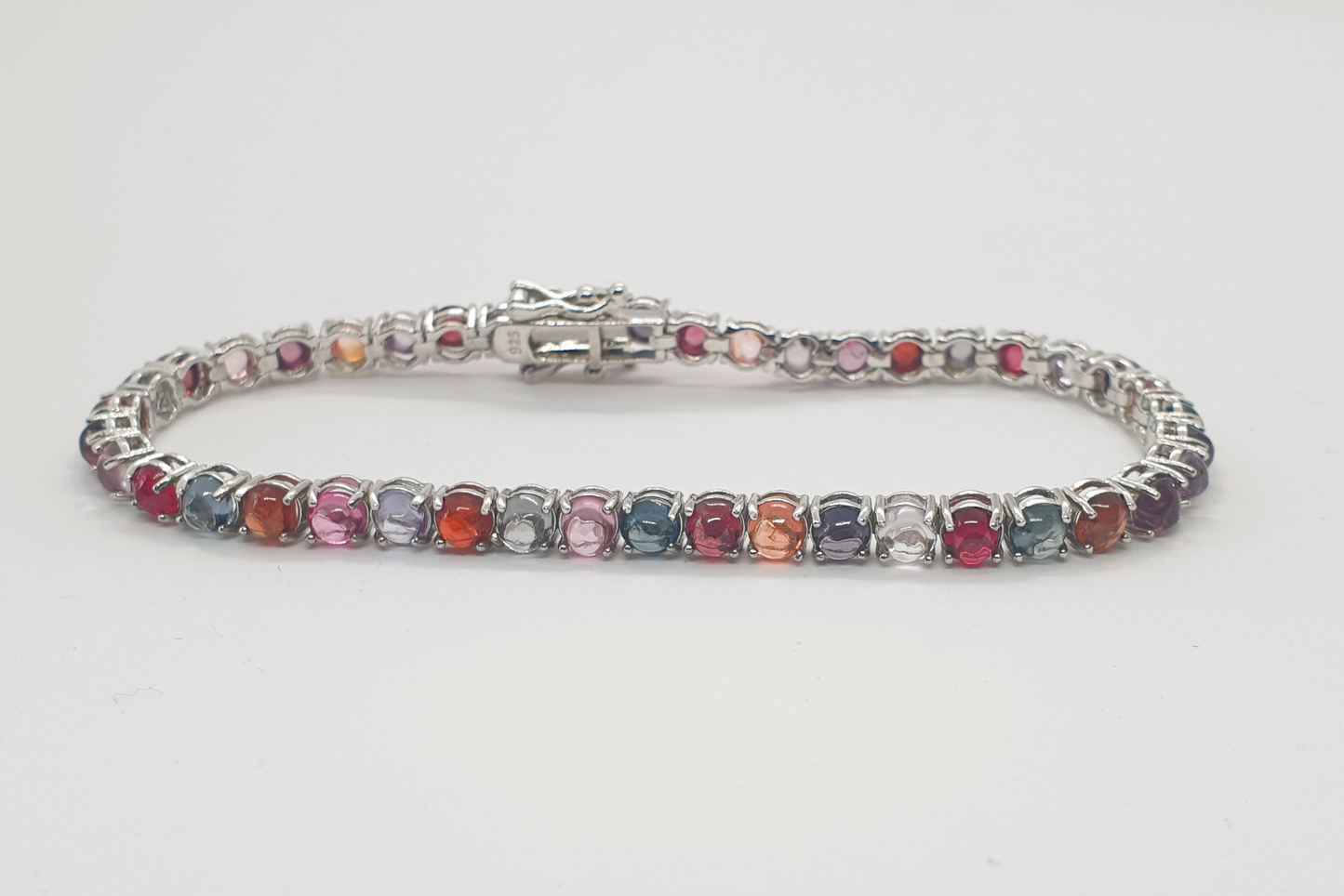 Natural Multicolor Spinel Cabochon Bracelet