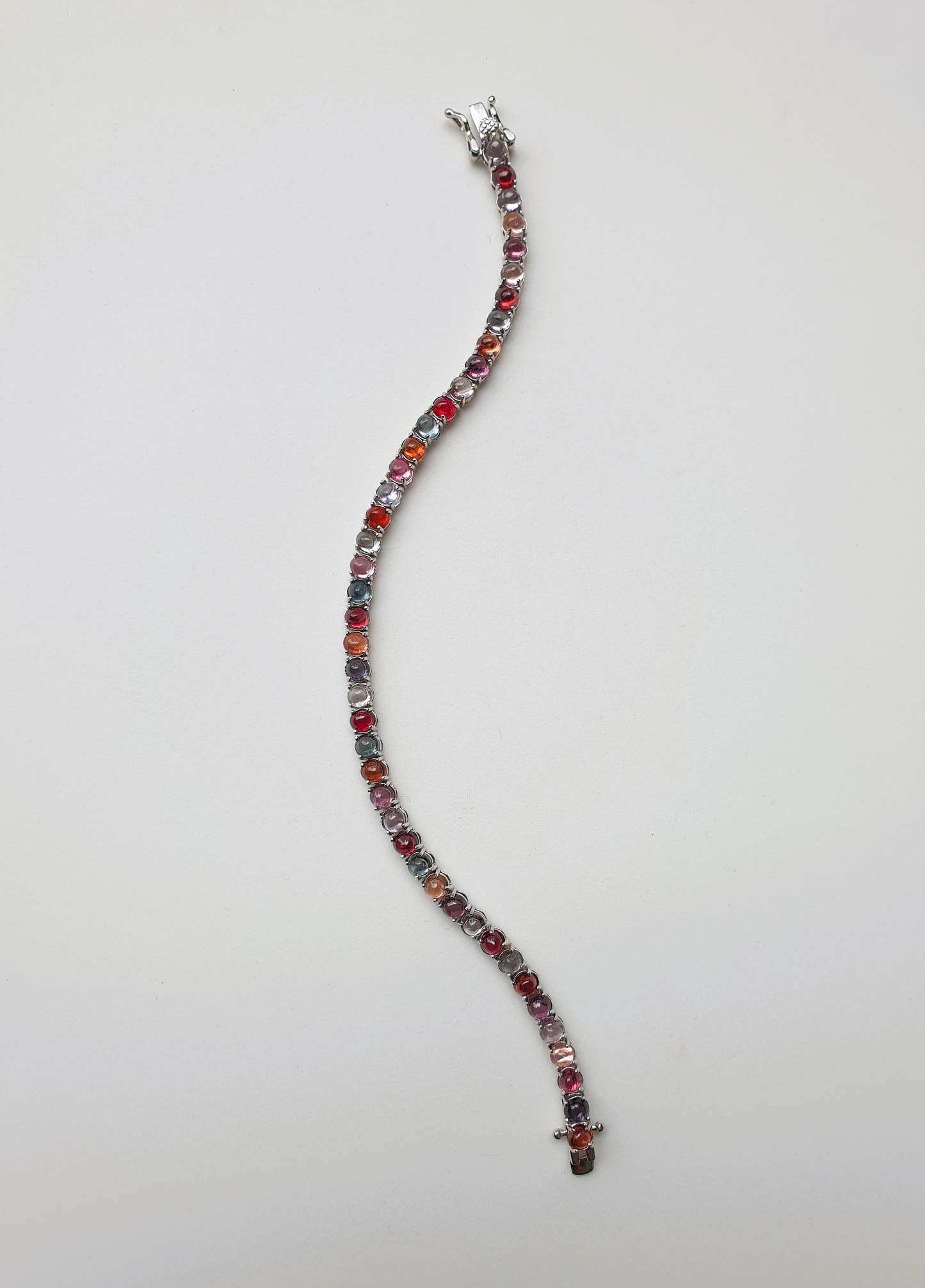 Natural Multicolor Spinel Cabochon Bracelet