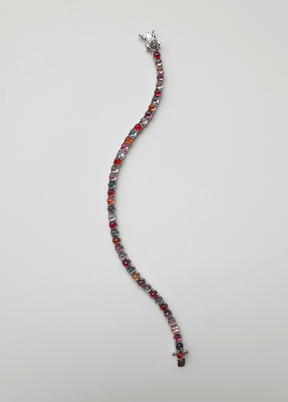 Natural Multicolor Spinel Cabochon Bracelet