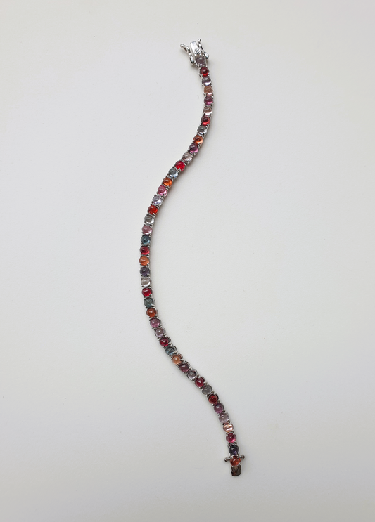 Natural Multicolor Spinel Cabochon Bracelet