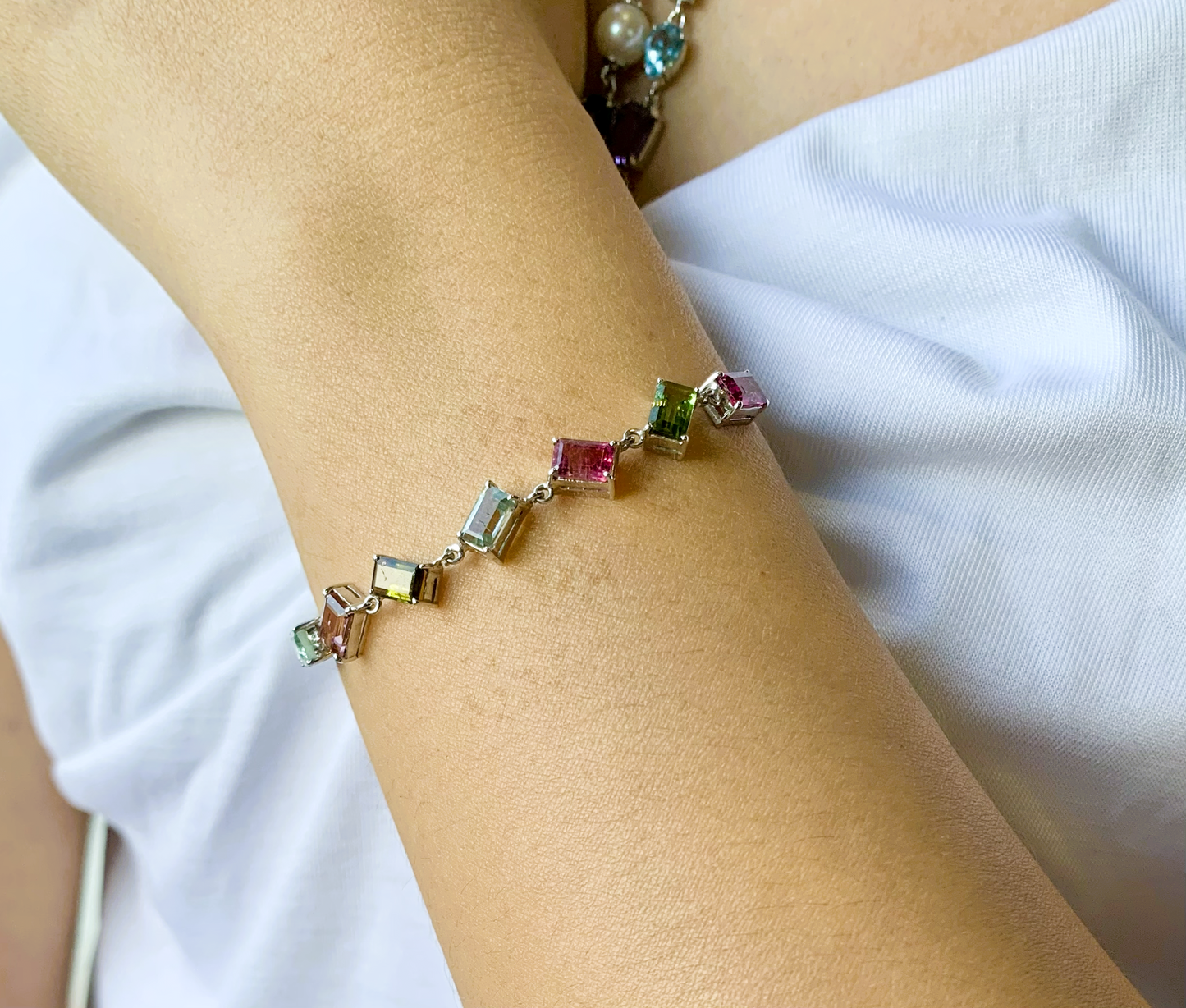 Natural Multi-color Tourmaline Bracelet