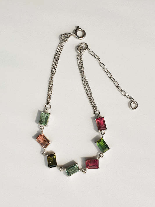 Natural Multi-color Tourmaline Bracelet