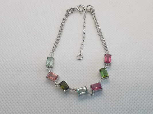 Natural Multi-color Tourmaline Bracelet