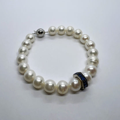 Natural Freshwater Pearl with Natural Sapphire Bracelet