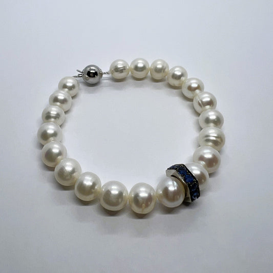 Natural Freshwater Pearl with Natural Sapphire Bracelet