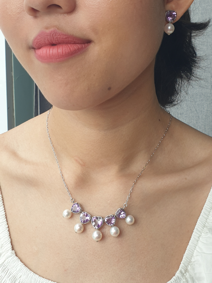 Natural Amethyst and Natural Freshwater Pearl Necklace