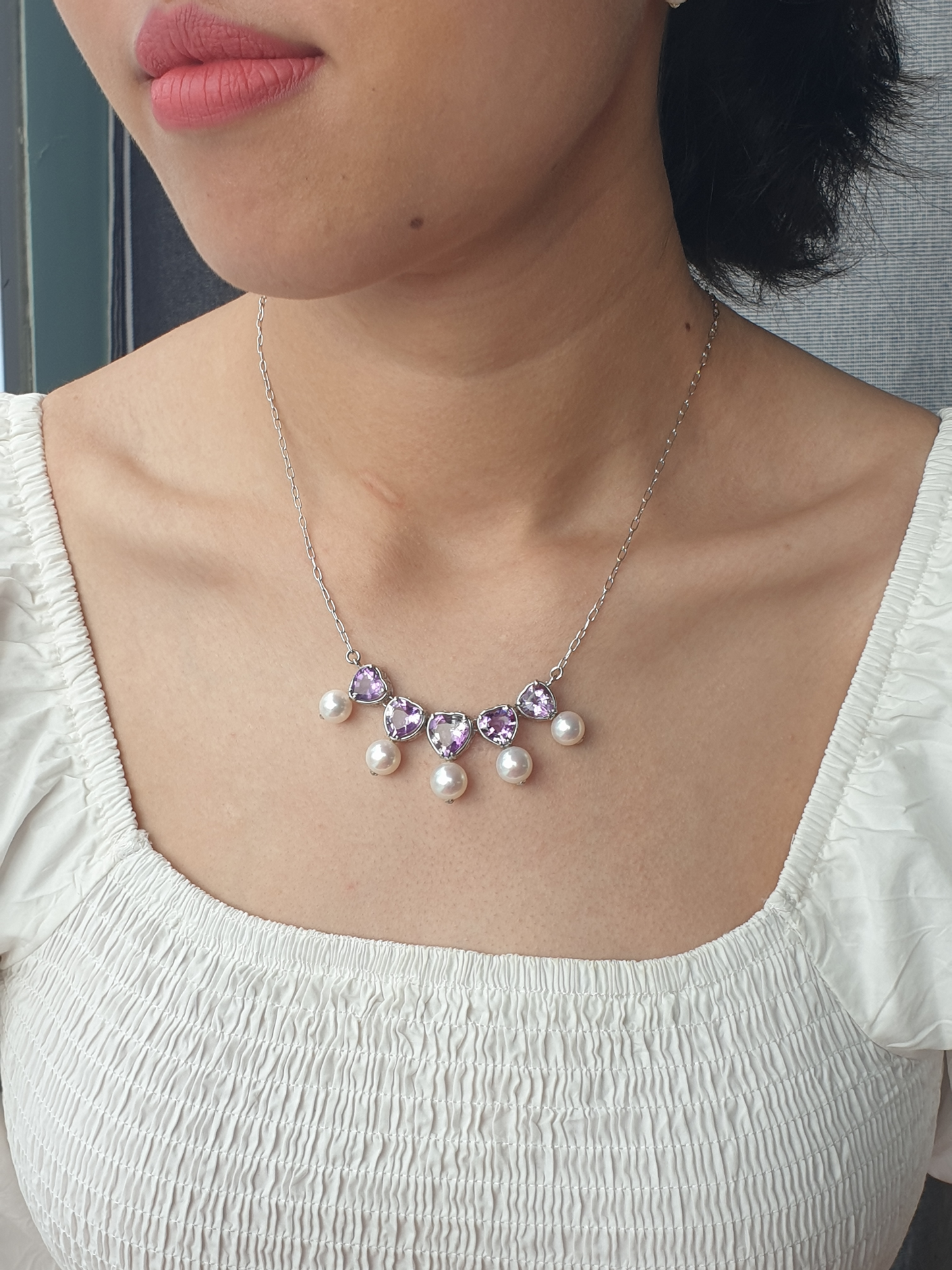 Natural Amethyst and Natural Freshwater Pearl Necklace