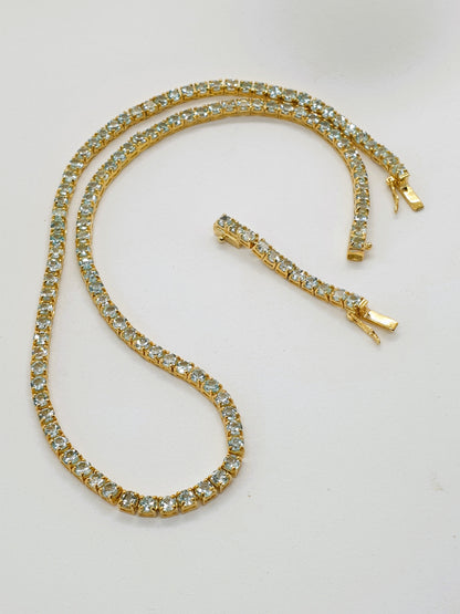 Natural Aquamarine Tennis Necklace