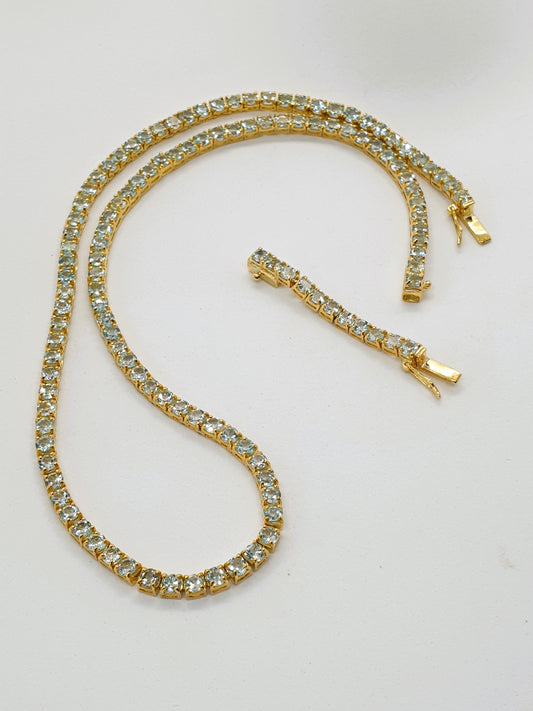 Natural Aquamarine Tennis Necklace