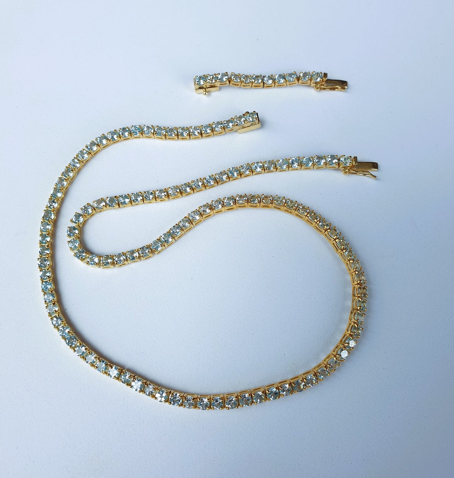 Natural Aquamarine Tennis Necklace