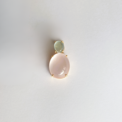 Natural Aquamarine with Rose Quartz Pendant