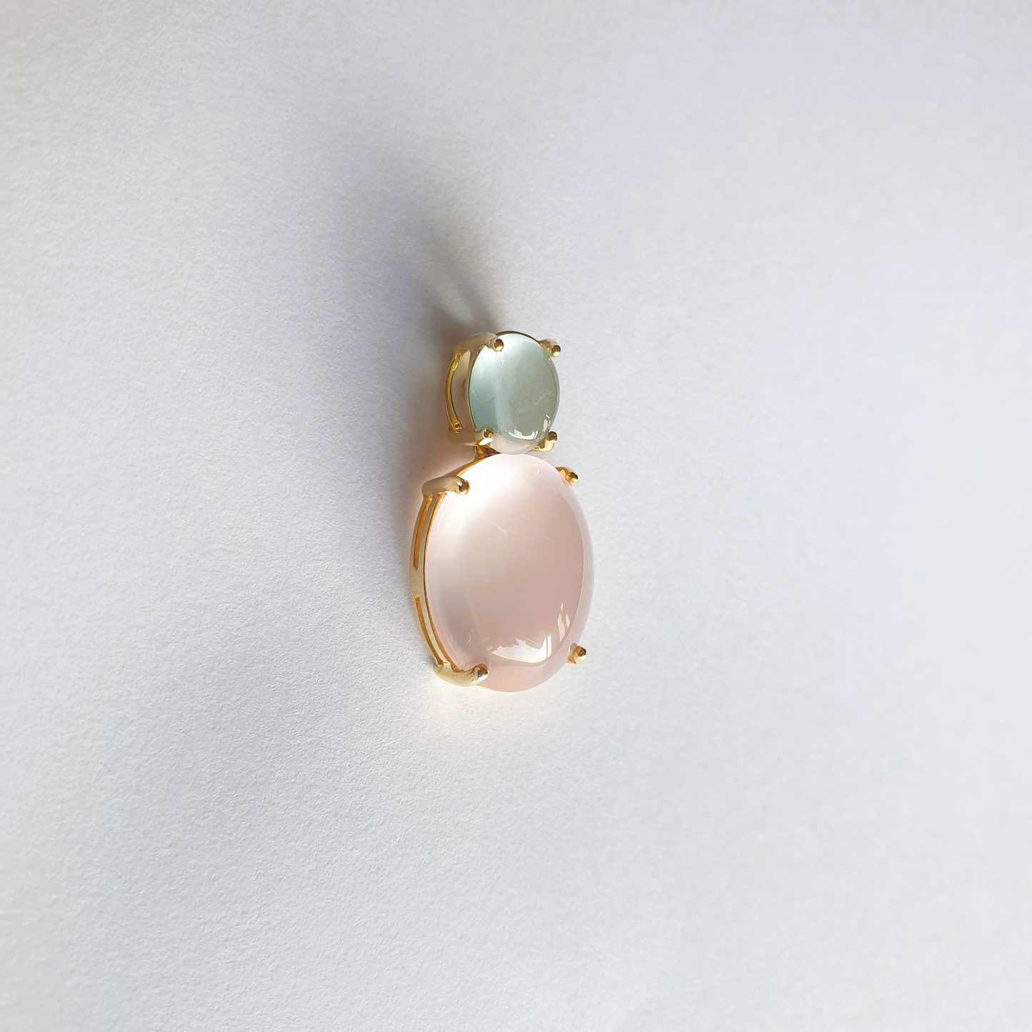 Natural Aquamarine with Rose Quartz Pendant