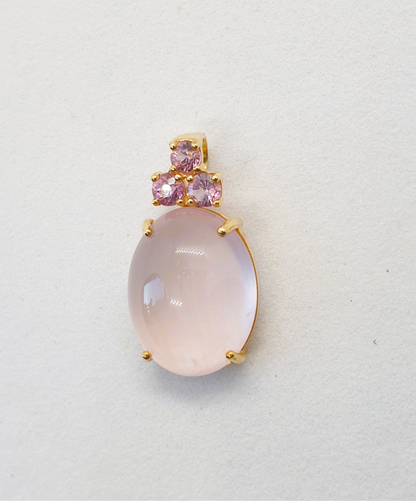 Natural Rose Quartz with Spinel Pendant