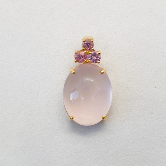 Natural Rose Quartz with Spinel Pendant