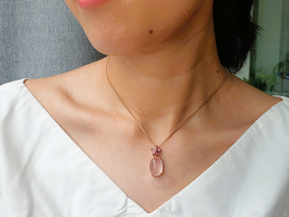 Natural Garnet with Natural Rose Quartz Pendant