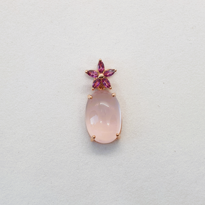 Natural Garnet with Natural Rose Quartz Pendant