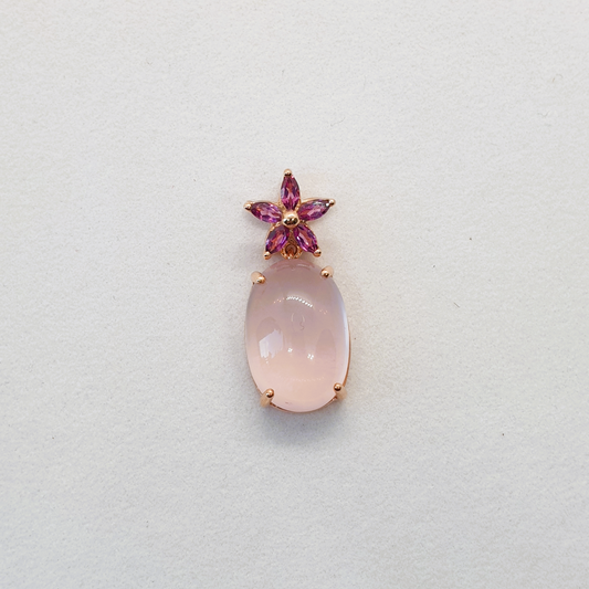 Natural Garnet with Natural Rose Quartz Pendant