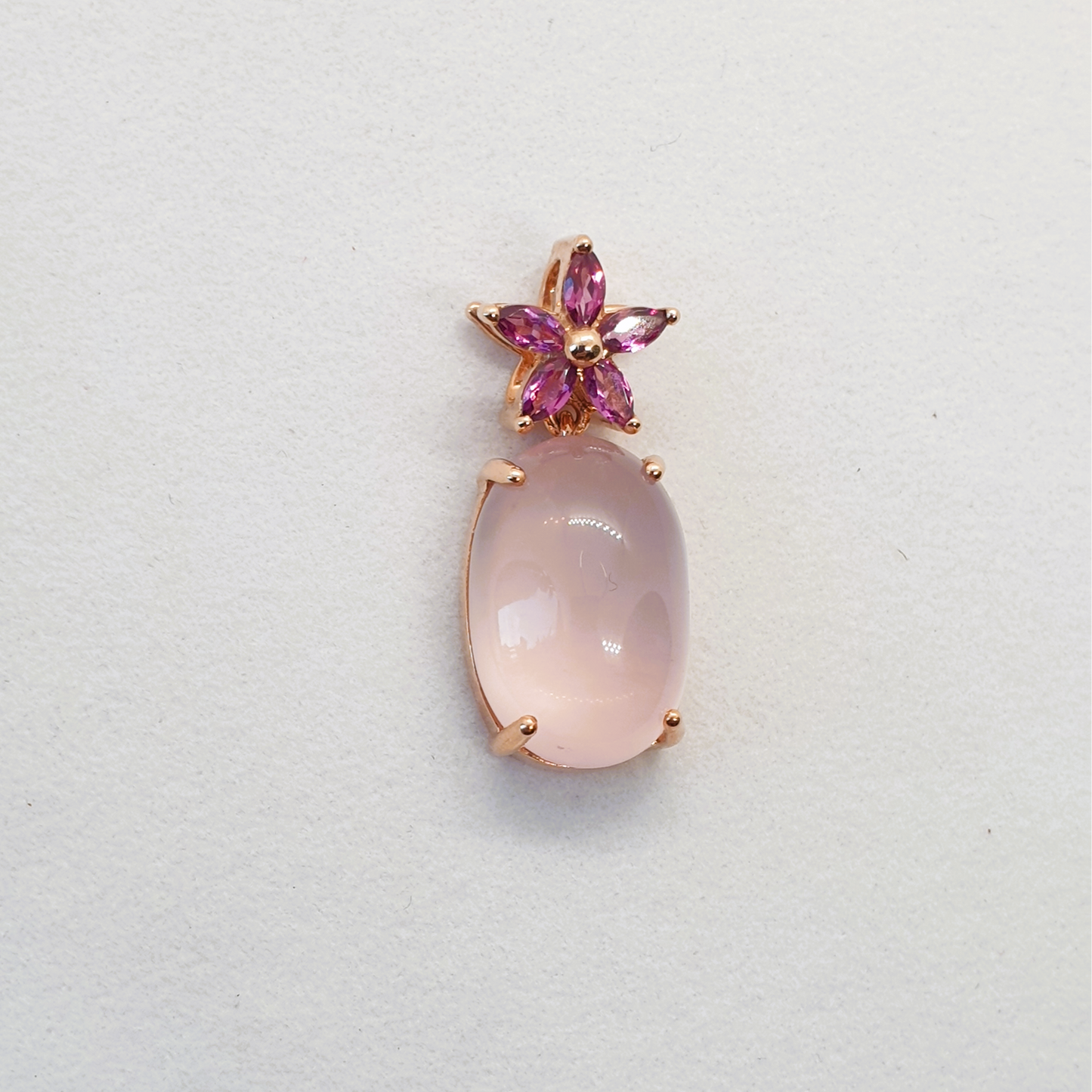 Natural Garnet with Natural Rose Quartz Pendant
