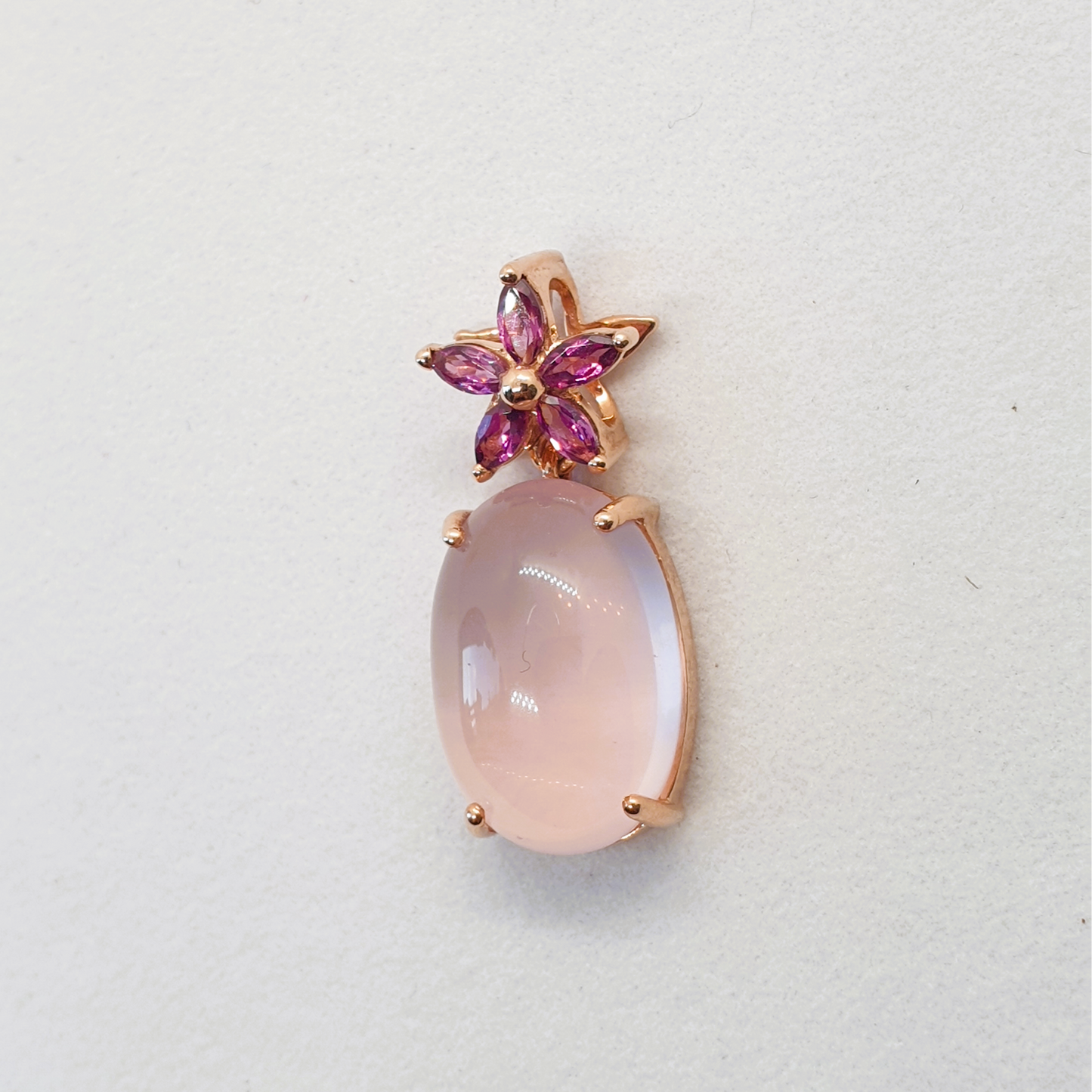 Natural Garnet with Natural Rose Quartz Pendant