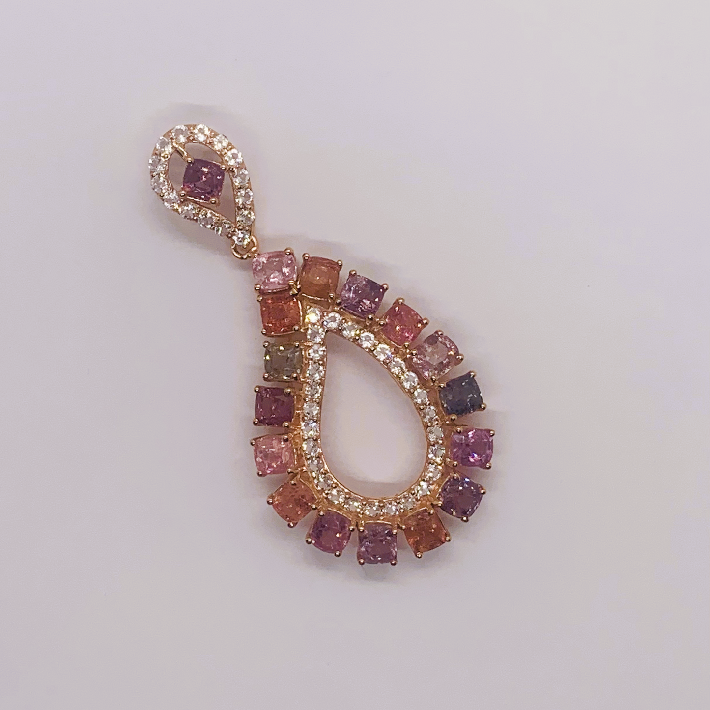 Natural Multicolor Spinel with Natural White Topaz Pendant