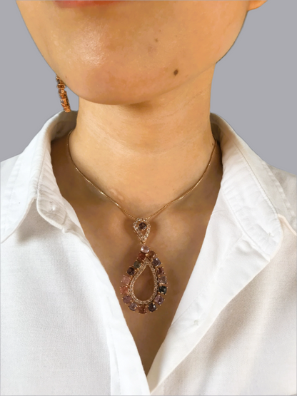 Natural Multicolor Spinel with Natural White Topaz Pendant