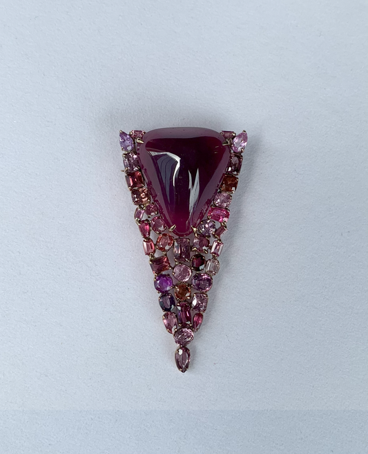 Natural Tourmaline with Natural Spinel and Natural Pink Sapphire Pendant