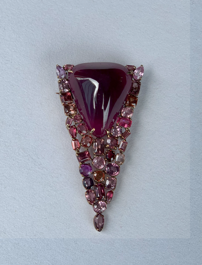 Natural Tourmaline with Natural Spinel and Natural Pink Sapphire Pendant