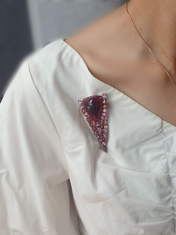 Natural Tourmaline with Natural Spinel and Natural Pink Sapphire Pendant