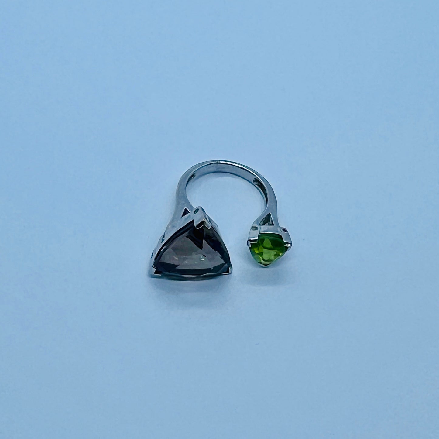 Natural Smoky Quartz and Natural Peridot Ring