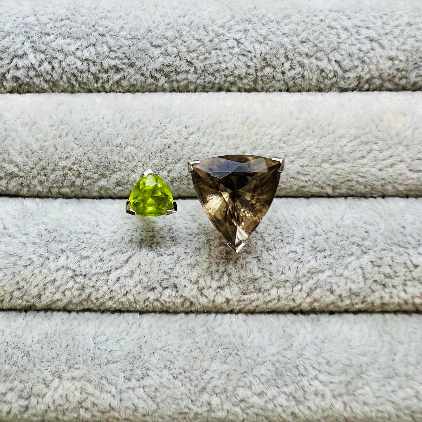 Natural Smoky Quartz and Natural Peridot Ring