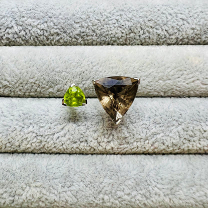 Natural Smoky Quartz and Natural Peridot Ring