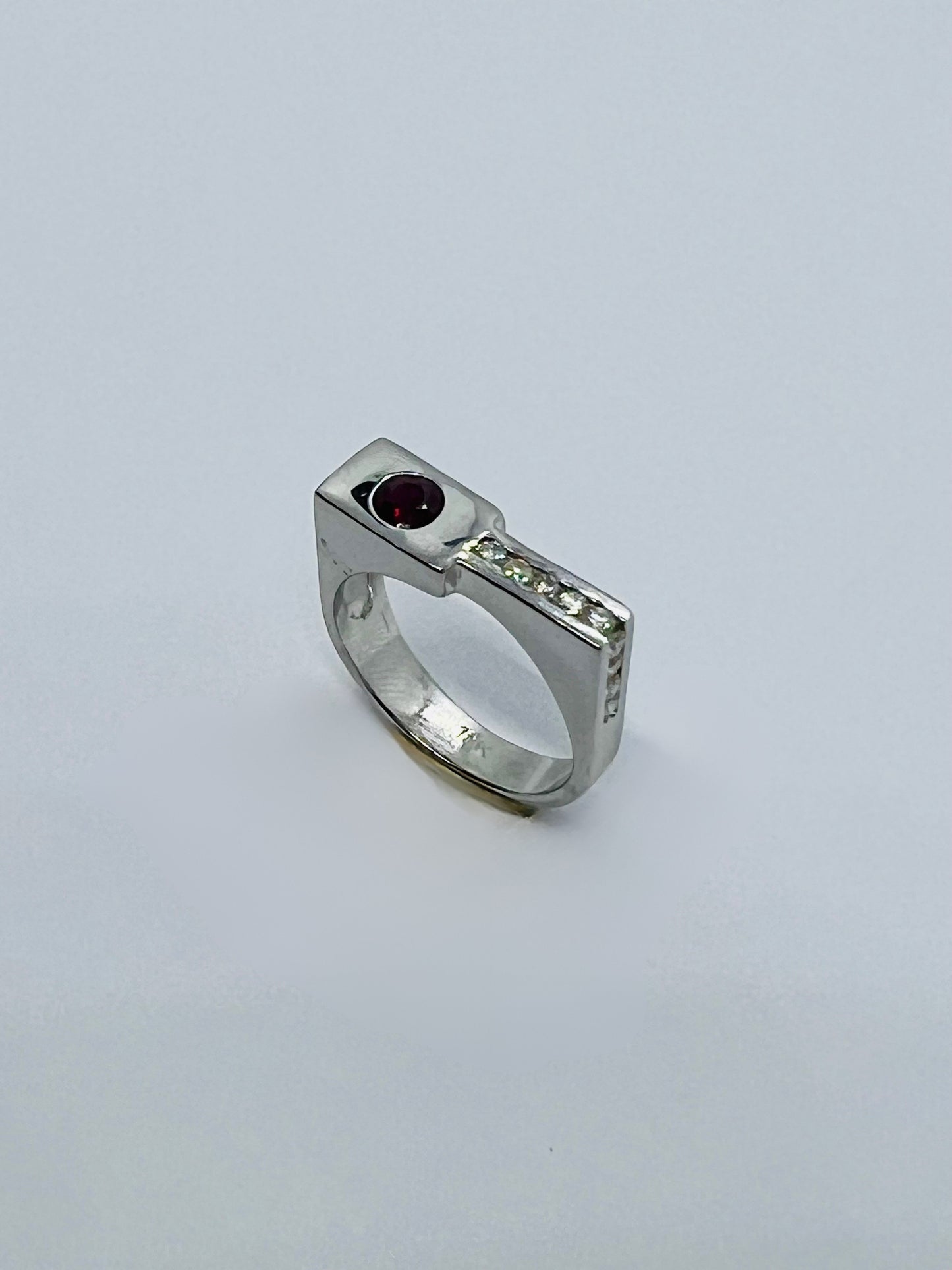 Natural Unheated Burmese Ruby with Diamond Ring
