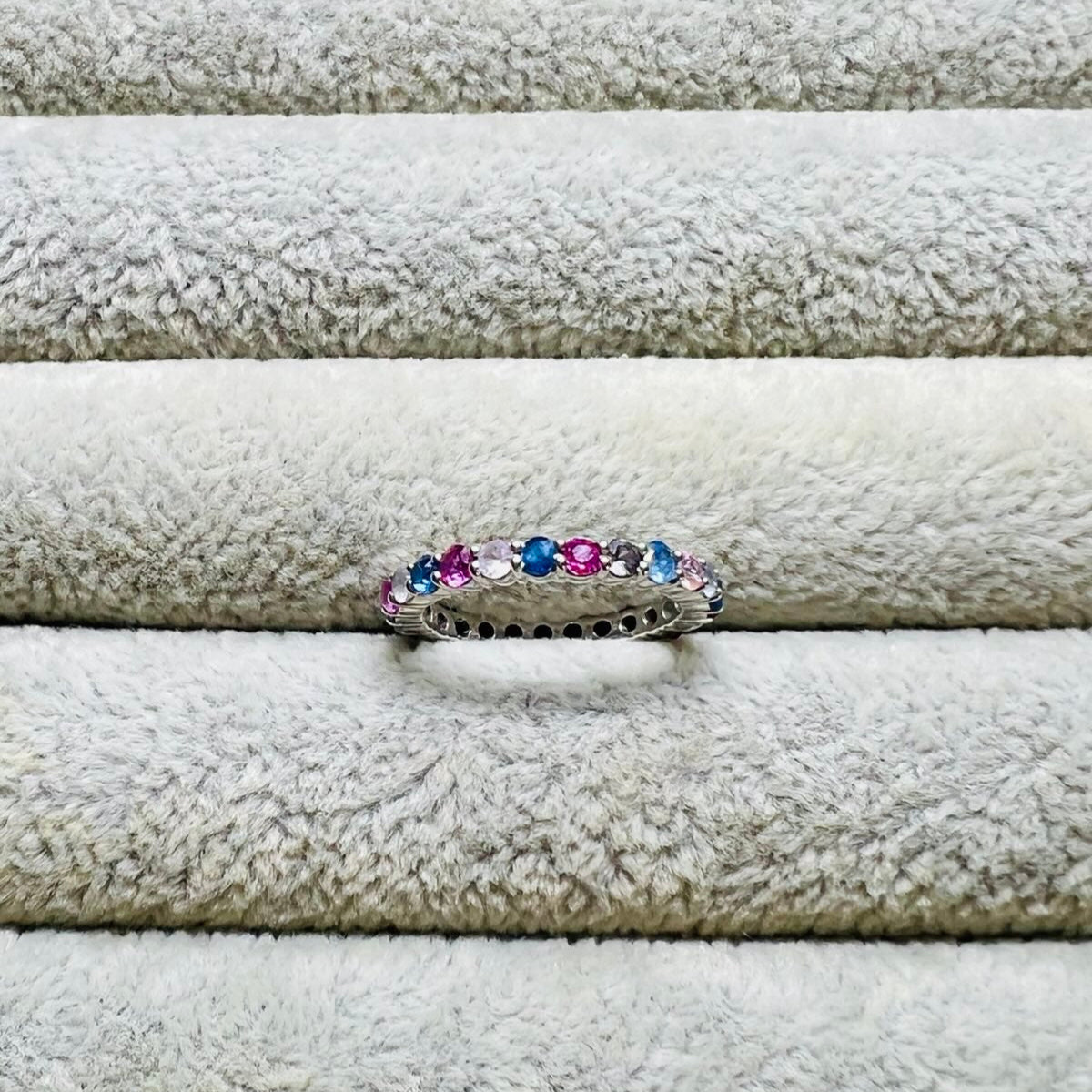 Natural Multi-color Sapphire Eternity Ring