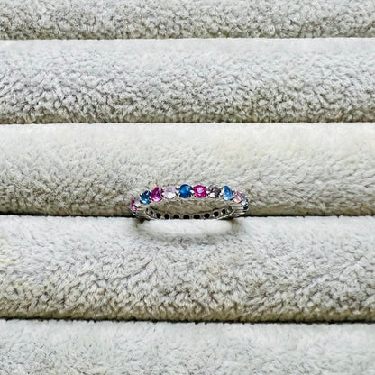 Natural Multi-color Sapphire Eternity Ring