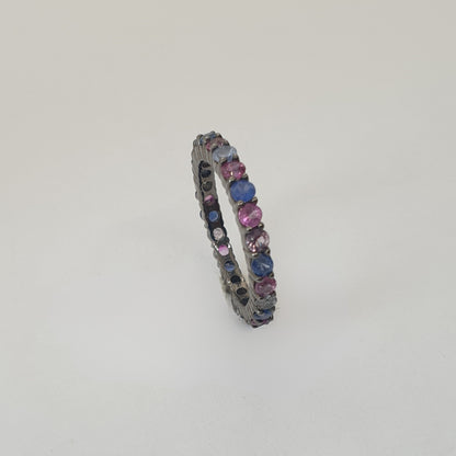 Natural Multi-color Sapphire Eternity Ring