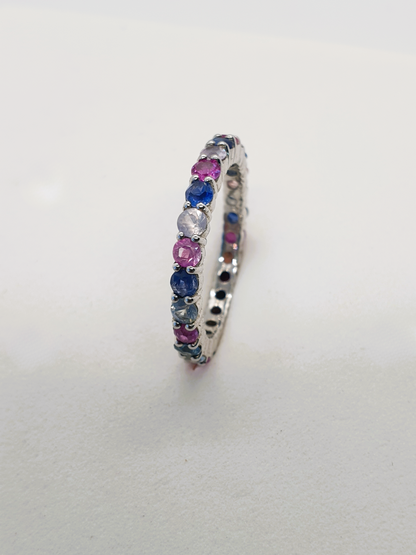 Natural Multi-color Sapphire Eternity Ring
