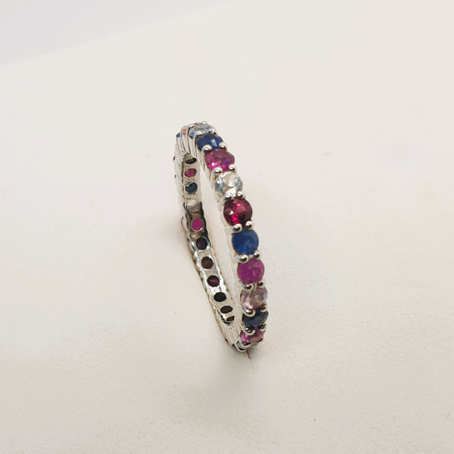 Natural Multi-color Sapphire Eternity Ring