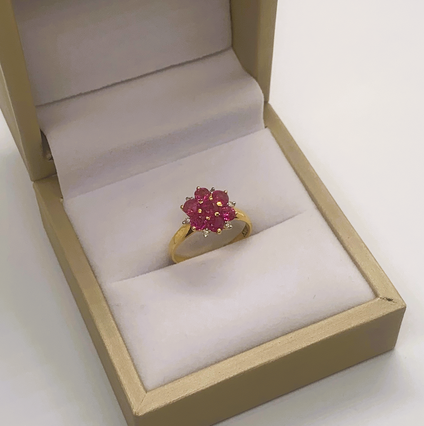 Natural Unheated Burmese Ruby with Diamond Ring