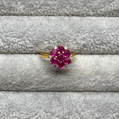 Natural Unheated Burmese Ruby with Diamond Ring