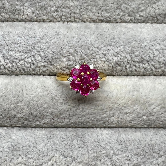 Natural Unheated Burmese Ruby with Diamond Ring