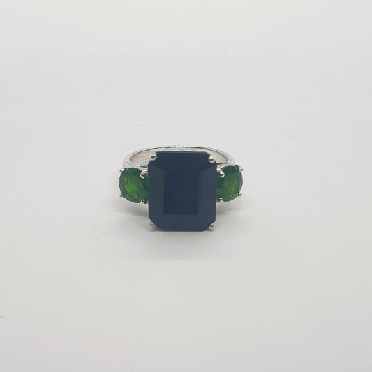 Natural Onyx with Diopside Ring