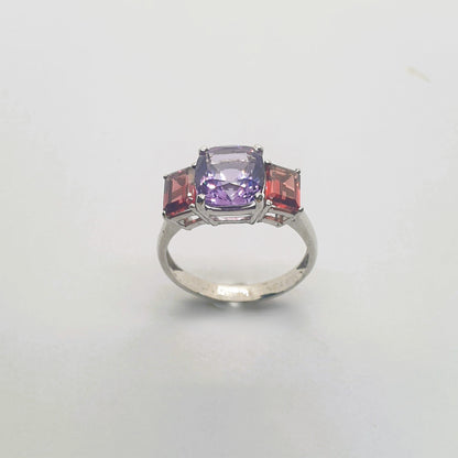 Natural Amethyst and Natural Garnet Ring
