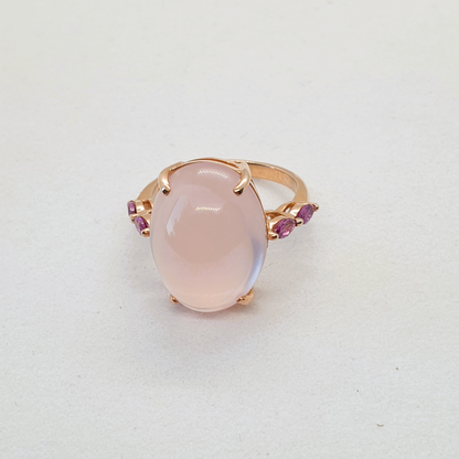Natural Garnet with Natural Rose Quartz Ring