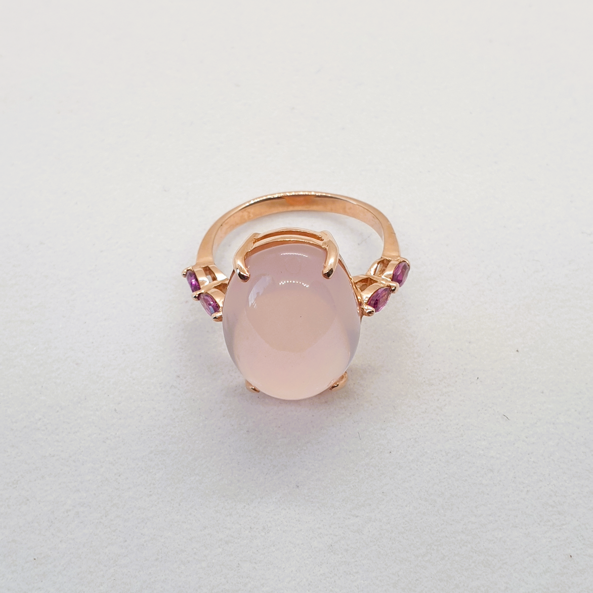 Natural Garnet with Natural Rose Quartz Ring
