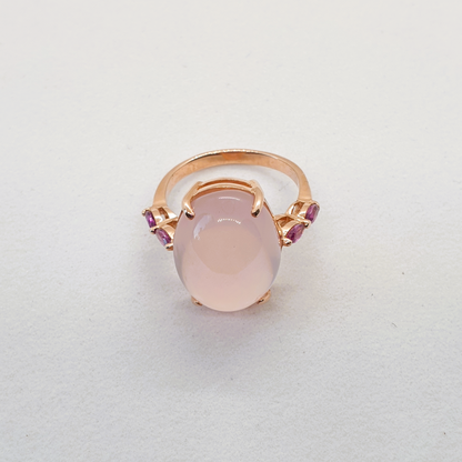 Natural Garnet with Natural Rose Quartz Ring