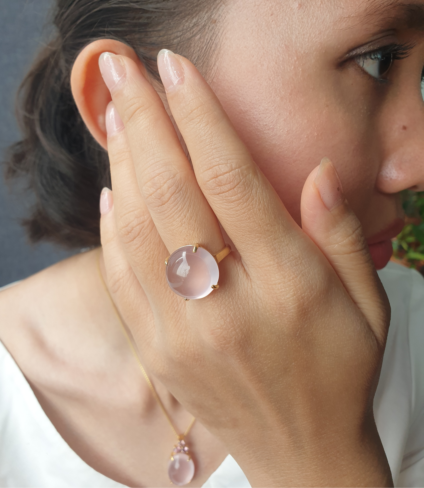 Natural Rose Quartz Ring