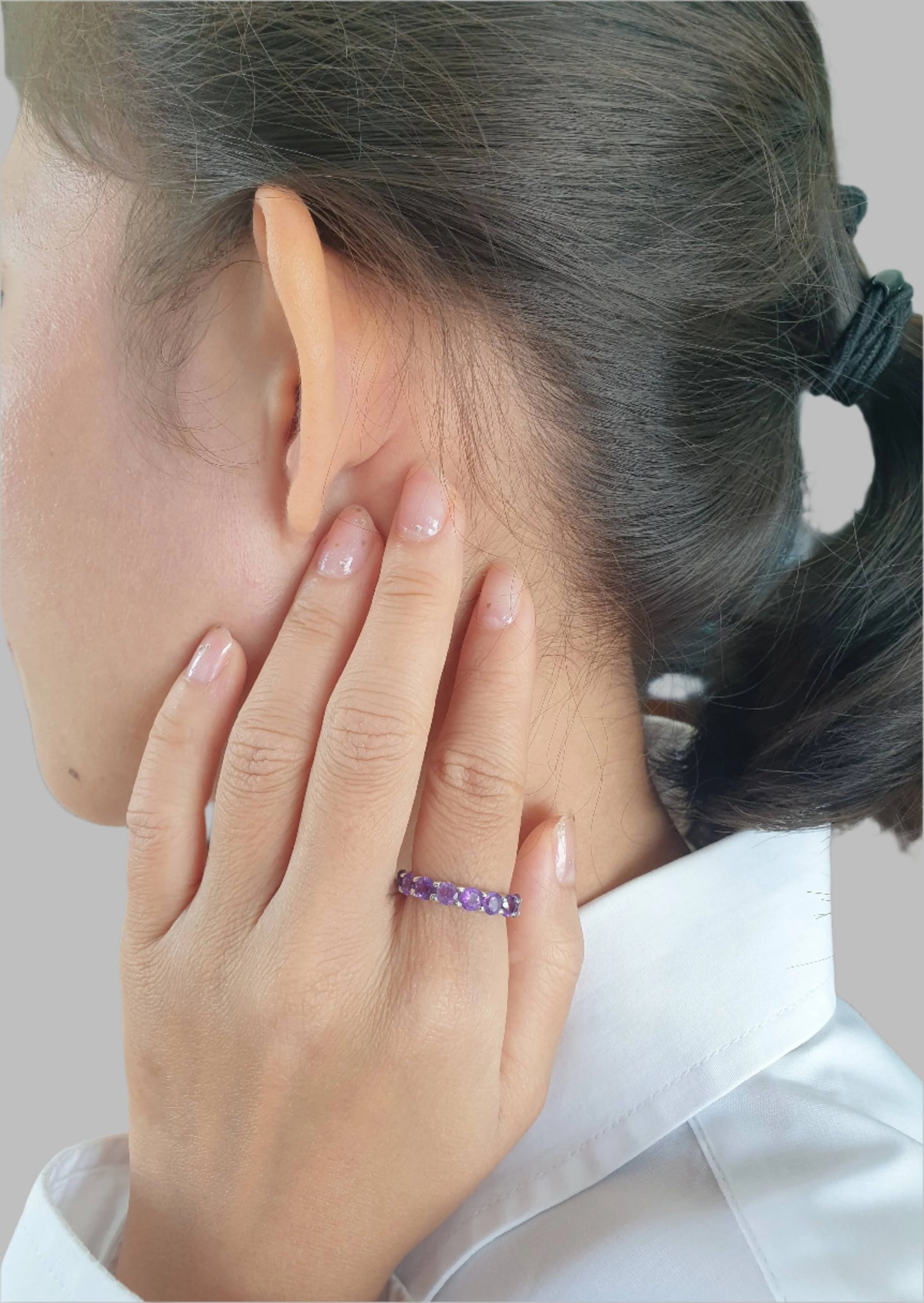 Natural Amethyst Eternity Ring