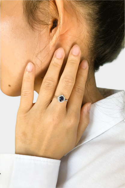 Natural Sapphire with Natural Diamond Ring