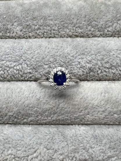 Natural Sapphire with Natural Diamond Ring