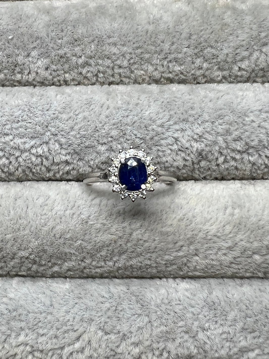 Natural Sapphire with Natural Diamond Ring